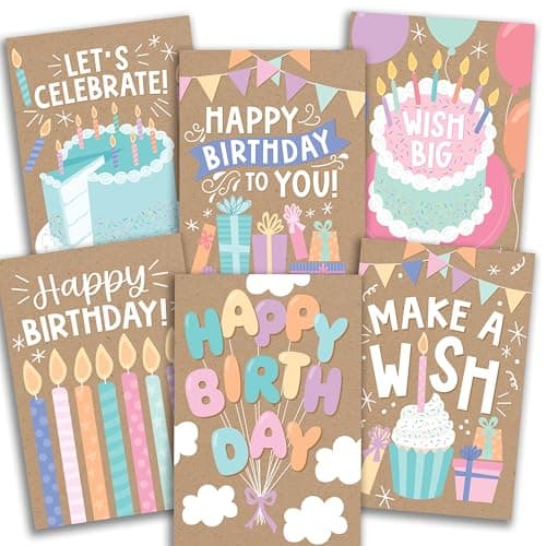 Hadley Designs Happy Birthday Cards Bulk with Envelopes - 54 Assorted Birthday Cards for Kids & Adults, Bulk Greeting Card Pack for Office, Generic Bday Notecards with Envelopes, Designed in USA - Image 1