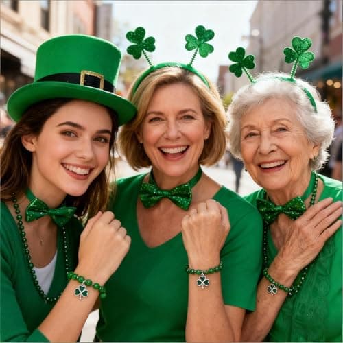 ZOLZO St Patricks Day Bracelets, Women St Patricks Day Accessories, Saint Patricks Day Clover Bracelet, Irish Jewelry for Women, Party Favors, Decorations, Gift for Friends, Family, Office, Outdoors (Style A) - Thumbnail 5