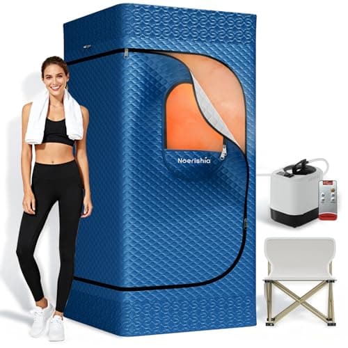 noerishia Portable Sauna for Home with 3L 1200W Steamer, Big Folding Chair, 99 Mins Timer, 9 Levels, Pernoanl Steam Sauna Tent Dual YKK Zippers for Home Spa Detoxification, 32' x32' x 71', Blue - Image 1