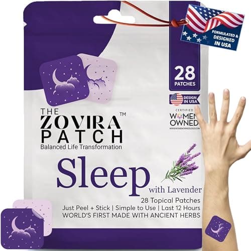 Zovira Sleep Patches for Adults, Melatonin Free with Lavender, Ashwagandha & Magnesium Patch | Easy-to-Apply Aromatherapy to Relax & Wake Up Refreshed | Long-Lasting Night Comfort | 28 Patches