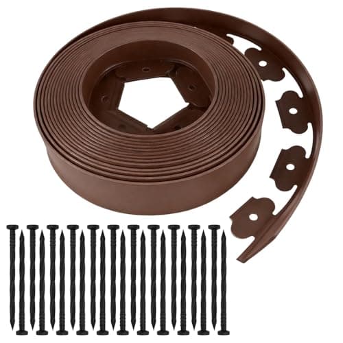 Garden Edging Border,100 Foot Lawn Edging Kit with 90 PCS Spikes, 2 Inch Tall Landscape Edging Roll for Garden, Lawn, Flower Beds, Grass, Yard(Brown) - Image 1