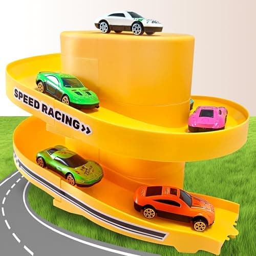 Toy Car Track Storage Playset - Toddler Toys for Ages 2-4, Car Track Set Including 12 Diecast Cars, PlayMat, Race Tracks, Car Ramp, Kids Birthday Gift for 2 3 4 5 Year Old Boys - Thumbnail 4