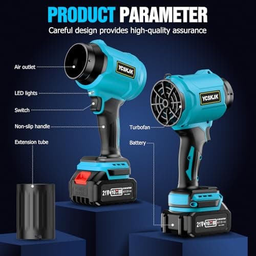 Cordless Leaf Blower, Leaf Blower Cordless with Battery and Charger, Portable Lightweight Handheld Blower, Extended Nozzle, Turbo Jet Blower for Lawn Care, Patio Cleaning, Leaves, Dust (Blue) - Thumbnail 6