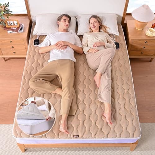 Bearhug King Heated Mattress Pad, Dual Control Bed Warmer with 10 Heat Level, Auto Shut Off Timer, Zipper Electric Mattress Pad with Deep Pocket Up to 18", ETL Certified, Machine Wash 78" x 80", Brown - Image 1