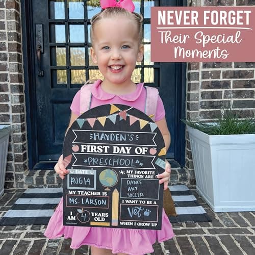 My First Day of School Sign with Markers -11x14 Back to School Signs First and Last Day, Kindergarten Chalkboard Signs, Pre K Sign Board, Preschool Board, Reusable Photo Prop for Kids - Thumbnail 6