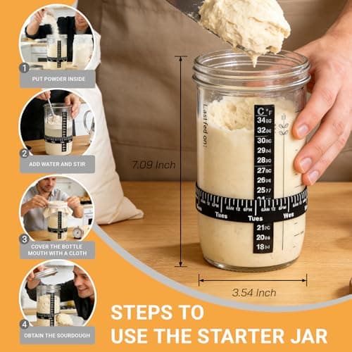 Acessorz Sourdough Bread Baking Supplies,Sourdough Starter Kit,2 Cotton Rope Banneton Proofing Basket,Bread Proofing Basket Making Tool Kit,Sour Dough Kit Tools,Baking Gifts for Women,Bakers,Wife,Mom - Thumbnail 5