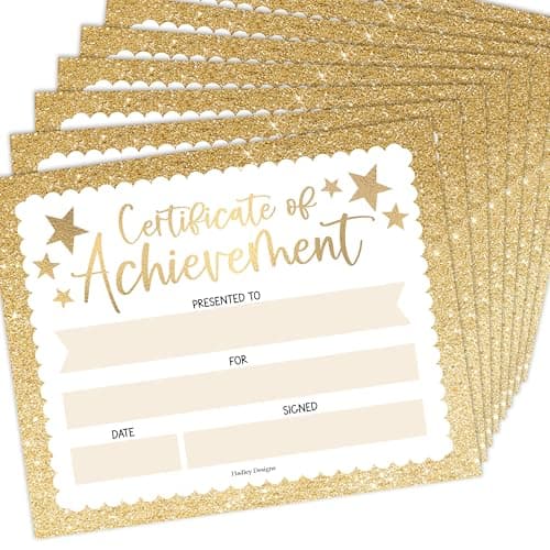 Classroom Award Certificates for Students -25 Certificate of Achievement Awards, Gold Star Certificate Paper, Preschool Graduation Certificates for Kids, Kindergarten Diploma, Star Student Honor Roll