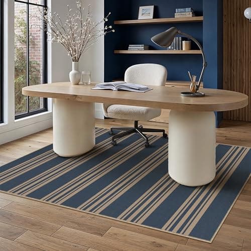 PureCozy Striped Easy Jute Rug 3x5 Blue Entryway Carpet Washable Non Slip Office Door Mat Farmhouse Neutral Non Shedding Small Indoor Outdoor Rug for Bathroom Kitchen Bedroom Living Room - Image 1