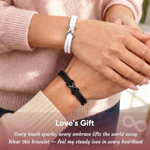 Hisatan Personalized Infinity Love Knot Bracelet for Couple - Relationship Braided Couple Promise Bracelets Set Gifts for Him Her, Forever Linked Together Valentine Day for Men Women - Thumbnail 3