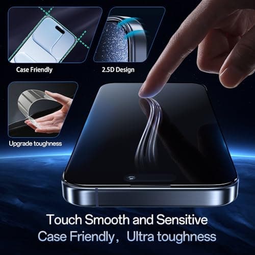 JESOHO Anti Glare Screen Protector for iPhone Air(6.5 inches) Blue Light Blocking, Anti-Reflective Military-Grade Shatterproof HD Tempered Glass with Easy Installation Tray,Touch Sensitive,9H,2 Pack - Thumbnail 6