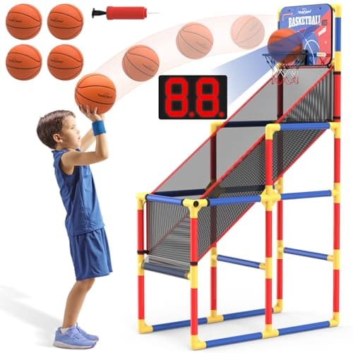 EagleStone Kids Arcade Basketball Game with Electronic Scoreboard and Cheer Sounds, Indoor Outdoor Basketball Hoop with 4 Balls, Game Toy Gift for Ages 3-12 Boys and Girls - Image 1