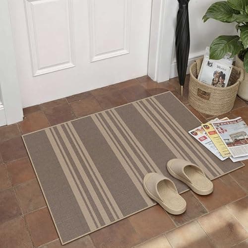 PureCozy Striped Easy Jute Rug 2x3 Nature Entryway Carpet Washable Non Slip Door Mat Farmhouse Neutral Non Shedding Entry Small Indoor Outdoor Rug for Kitchen Bedroom Mudroom Bathroom - Thumbnail 2