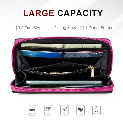 Travelambo Womens Wallet Tassel Bifold Ladies Cluth Wristlet Wrist strap Long Purse - Thumbnail 2