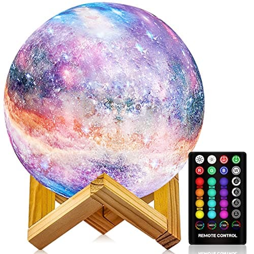 Moon Lamp, Night Light, 16 Colors Galaxy Lamp 3D Printing Moon Light with Stand/Remote Control/Touch/USB Rechargeable/Timer, Moon Night Light for Kids Friend, Home decor Mothers Day Gifts (4.8 inch) - Image 1