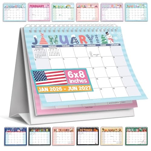 Small Desk Calendar 2026-18-Month 2026 Desk Calendar Small for Home, Office & Classroom, Standing Flip Desks Calendars 2026-2027, Gifts for Coworkers, Teachers & Students - Image 1
