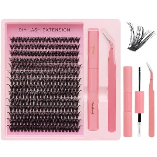 DIY Lash Extension Kit, 280PCS 60D Individual Cluster Lashes, Mixed Length 9–15mm, Bond and Seal with Applicator, At Home Lash Extensions for Natural Full Volume Look - Image 1