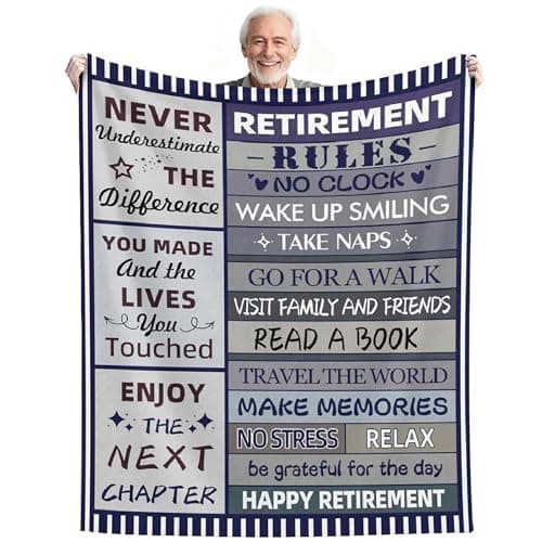 Retirement Gift for Men, Best Gifts for Retirement Men, Happy Retirement Gifts Ideas, Funny Farewell Presents for Coworker/Teacher/Dad, Retirement Party Decorations Blanket 50"X60" (Blue, 50"x60") - Image 1