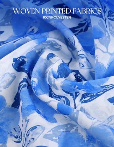 GRACE KARIN Summer Dress for Women 2026 V-Neck Short Sleeve Ruffle Maxi Dress White Blue Floral XXL - Thumbnail 4