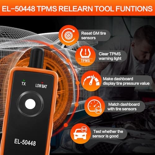 TPMS Relearn Tool for Car Tire Sensor, FIRSTOOL EL-50448 TPMS Reset Tool Tire Sensor Programmer, OEC-T5 TPMS Programming Tool Tire Pressure Sensor Reset Tool for GM Series Vehicles 2006-2026 - Thumbnail 2