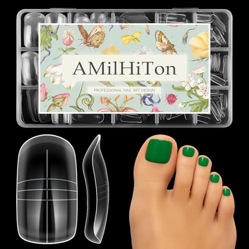 Dual Toe Nail Forms for Poly Gel Extensions, Reusable Full Cover Wide French Toenail, Press on Toenails for Women Extensions Home DIY Nail Salon 300PCS 15Sizes - Image 1