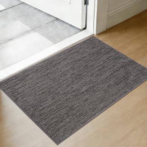 Indoor Door Mat 20"x32" - No Creases Entryway Mat, Low-Profile Dirt Trapper Front Door Mat for Inside Entrance, Non Slip Rubber Backing Inside Doormat for Entryway, Easy Clean Washable (Dark Gray) - Image 1