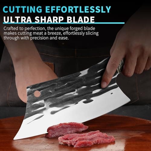 Plys Meat cleaver knife for butcher: Chinese hand forged kitchen Knives High carbon Stainless steel Meat and vegetable knife - Thumbnail 4