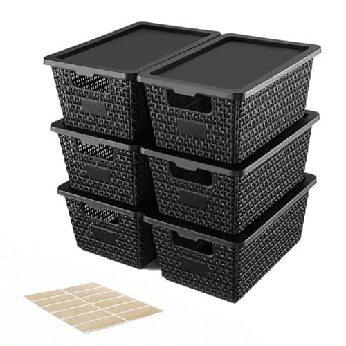 Storage Bins with Lids | Plastic Storage Baskets with Lids for Office Organization,Stackable Organizing Bins with Latching Design, Easy-Clean Boxes for Home, Office, Toys & Classroom Supplies, 6 packs - Image 1