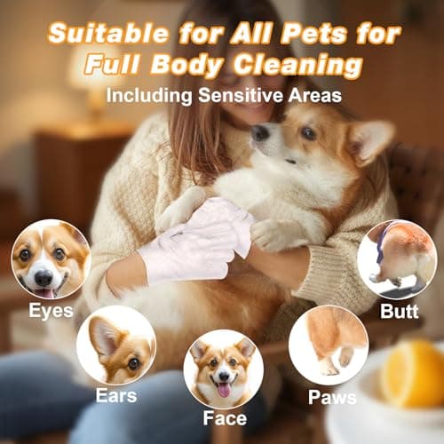 GIXSEGIE Pet Glove Wipes for Dogs and Cats, Deodorizing Cleaning Gloves, Hypoallergenic Coconut Oil Grooming Wipes, Individually Wrapped, for Pet Dry Cleaning, Daily Care and Travel, 18 Pcs - Thumbnail 6