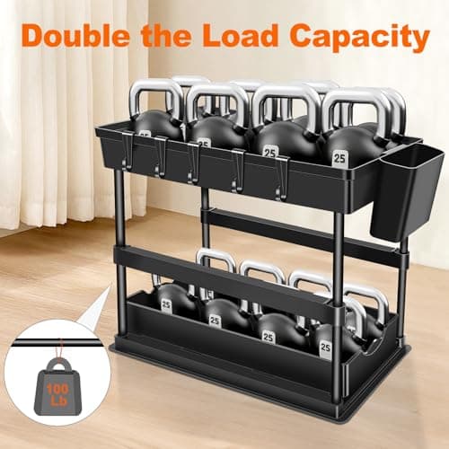 JPart Under Sink Organizer, Kitchen Organizers and Storage, 2-Tier Bathroom Cabinet Organizer with Sliding Drawers, Thickened Construction with Hooks Hanging Cup for Kitchen & Bathroom, 2 Pack - Thumbnail 3