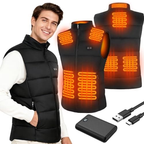 Deepoter Heated Vest for Men, 7.4V Heated Jacket with 8 Heating Zones, 3 level Temperature Control with 10000mAh Battery(L) - Image 1