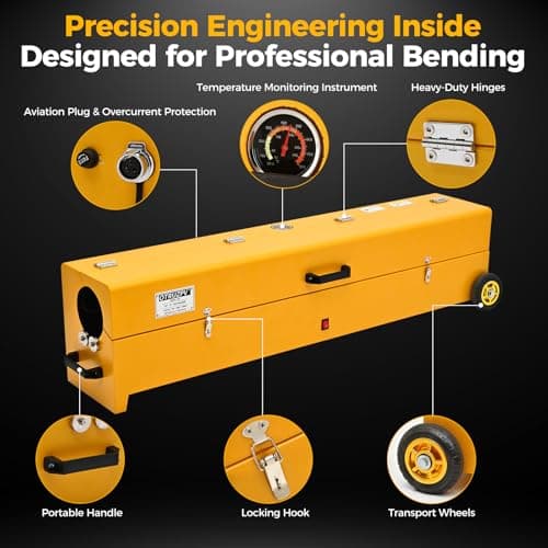 OTRUZPV 1/2" to 4" Electric PVC Conduit Heater with Temperature Detector, 2300W Portable PVC Pipe Heater with Wheels for Electricians, Contractors & Workshop Pipe Bending Projects - Thumbnail 2
