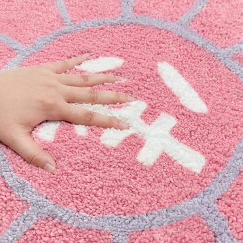 Shovagy Trippy Happy Face Rug Cool Rugs Tufted Quick Dry Bath Mats for Bathroom Non Slip Bath Mat Water Absorbent 3.3FT Pink Bathroom Rugs Halloween Gothic Ghost Skull Horror Decor Carpet - Thumbnail 3