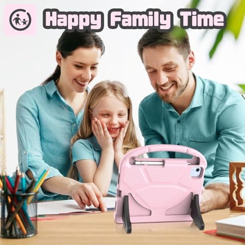 YIHE Kids Case for iPad (A16) 11th Generation 11 Inch 2025 & iPad 10th Generation 10.9 inch 2022, with Built-in Screen Protector and Stable Stand, Full Body Shockproof Protective Cover - Light Pink - Thumbnail 6