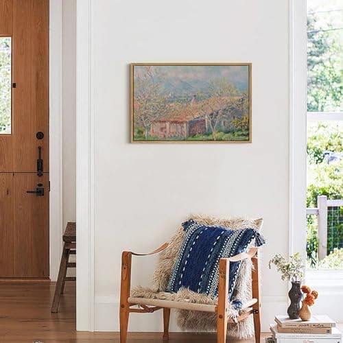 DAJONART Large Vintage Floating Framed Wall Art for Bedroom Living Room Office, Rustic Landscape Canvas Prints Gardener’s House Antibes, Antique Framed Christmas Wall Decor for Farmhouse Rustic Home, 16"x24" - Thumbnail 5