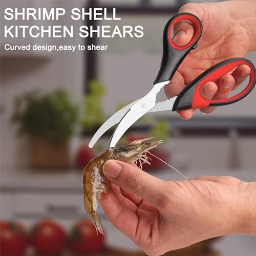 SLEMOON Heavy Duty Poultry Shears Kitchen Salad Scissors for Chicken Turkey Herb Vegetable 2pcs set Black - Thumbnail 4