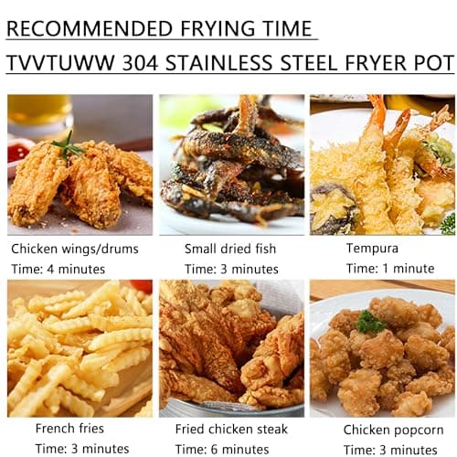 Deep Fryer Pot, 304 Stainless Steel Frying Pot with Temperature Control, Lid and Oil Drip Drainer Rack for Kitchen French Fries, Chicken Large Size 9.4 Inch/3.4 L Father's Day Gift - Thumbnail 5