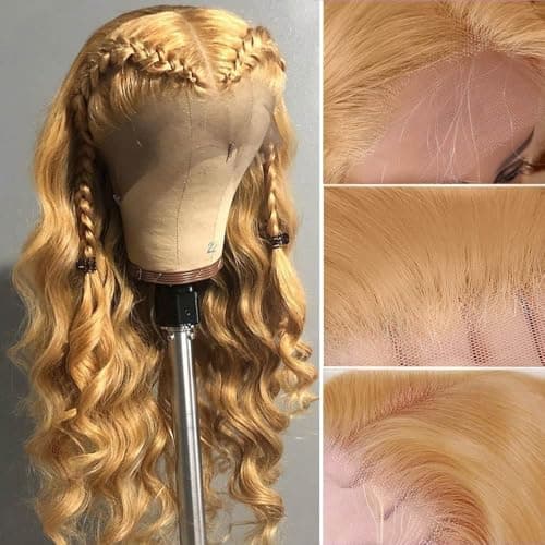 ROOMOOD 27# Ash Blonde Human Hair Lace Frontal Wig Body Wave 180% Density 13x6 Lace Front Wig Pre Plucked Natural Hairline for Women（24inch） - Thumbnail 2