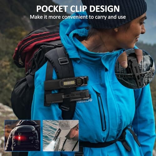 LUXJUMPER Rechargeable Flashlight Magnetic - 700 Lumens Flat Flashlights Rechargeable with Digital Display, Stainless Steel 8 Modes Pocket Flash Light for Car Repairing/Camping/Emergency - Thumbnail 4