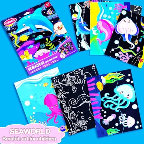 BAOXUE Scratch Art for Kids, Sea Black Rainbow Scratch Paper Set-Arts and Crafts & Supplies, DIY Activity & Party Games, Magic Paper Gifts for Toddlers, Girls, Boys - Thumbnail 4