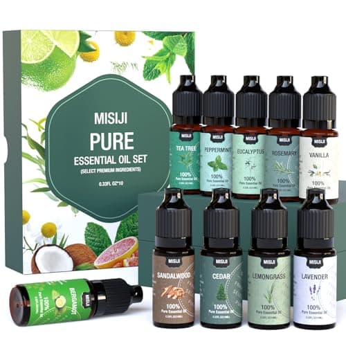 Essential Oils Set-MISIJI Essential Oils for Diffuser for Home,Diffuser Oils Scents for Aromatherapy,Candle&Soap Making,Laundry,Humidifiers 10 Scents Blissful