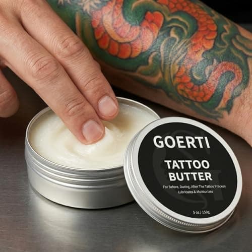 GOERTI Tattoo Aftercare Balm 5oz – Tattoo Butter for Hydrates New Tattoos & Brightening Old Ink | Vegan, Non-Greasy Moisturizer Cream for Tattooed Skin | Tattoo Cream for Dry & Sensitive Skin - Thumbnail 6