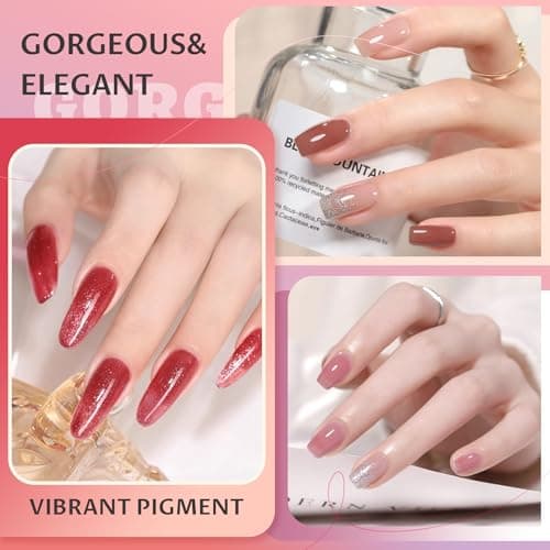 ABAC Solid Jelly Gel Polish Set-24 Colors Hema Free w/Dual Brush - Transparent Neutral Nude Pink & Nude Rich Red Brown Shades,Sheer Long-Lasting Gel Polish Kit(Salon-Quality & Hypoallergenic) - Thumbnail 2