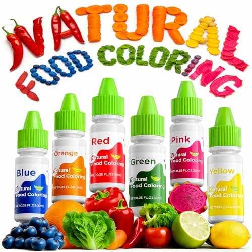Natural Food Coloring - 6 Colors Dye Free Food Coloring, Strong Color Power, Gluten-Free, FD&C & Artificial Dye Free Formula for Baking, Icing and Cooking, Cakes, Cupcakes, Frosting，Easter Eggs & Holiday Treats - Image 1