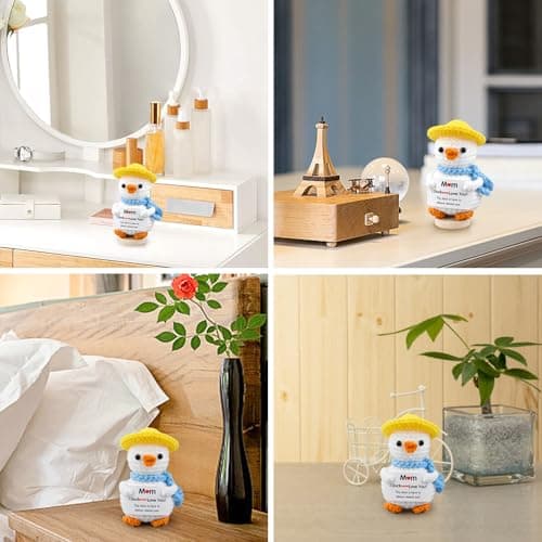 FilmHOO Easter Basket Gifts for Mom,Birthday Easter Gifts for Women,Stocking Stuffers for Women I Duck Love You Mom Handmade Crochet Funny Cool Cute Small Duck - Thumbnail 5