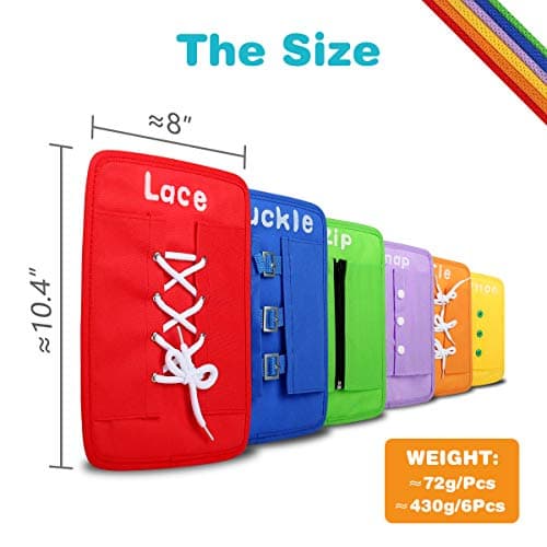 YHZAN Learn to Tie Your Shoes Dressing Board Montessori Mobile Sensory Board Travel Therapist Life Skills Development Toy - Zip,Button,Snap,Buckle,Lace & Tie for Preschool Toddler 3-8 Years Old - Thumbnail 6