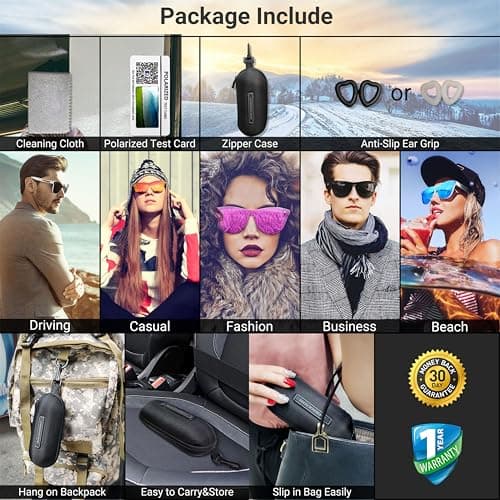 ROCKNIGHT HD Driving Polarized Sunglasses Men UV400 Protection Grey Flat Lens Stylish Shades White Retro Sunglasses - Thumbnail 6