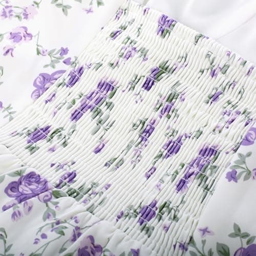 Belle Poque Floral Midi Dress for Women Summer Ruffle Cottagecore Dresses Ditsy Purple Photography Dress S - Thumbnail 5