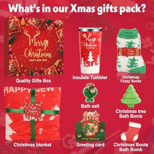 Christmas Gifts Basket for Women, Xmas Self Care Spa Gift Set for Mum, Wife, Best Friend, Sister, Coworkers, Teacher, Nurse, Secret Santa Gifts Box Set Christmas Tumbler - Thumbnail 2