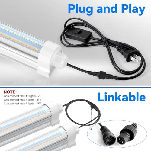JESLED Waterproof T8 4FT Grow Lights, Full Spectrum Indoor Plant Light, 6P - Thumbnail 5