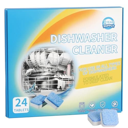 Gihen Dishwasher Cleaner Tablets, 24 Count, Effective Descaler Pods, Removes Limescale, Odors, and Hard Water Stains, 1-Year Supply, Safe for Septic Systems